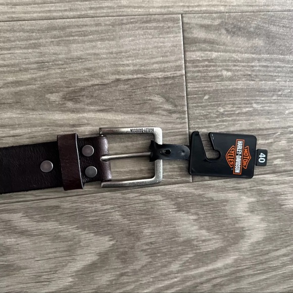 ✔️HARLEY DAVIDSON MENS STUDDED AND RIBBED LEATHER BELT - Picture 5 of 9